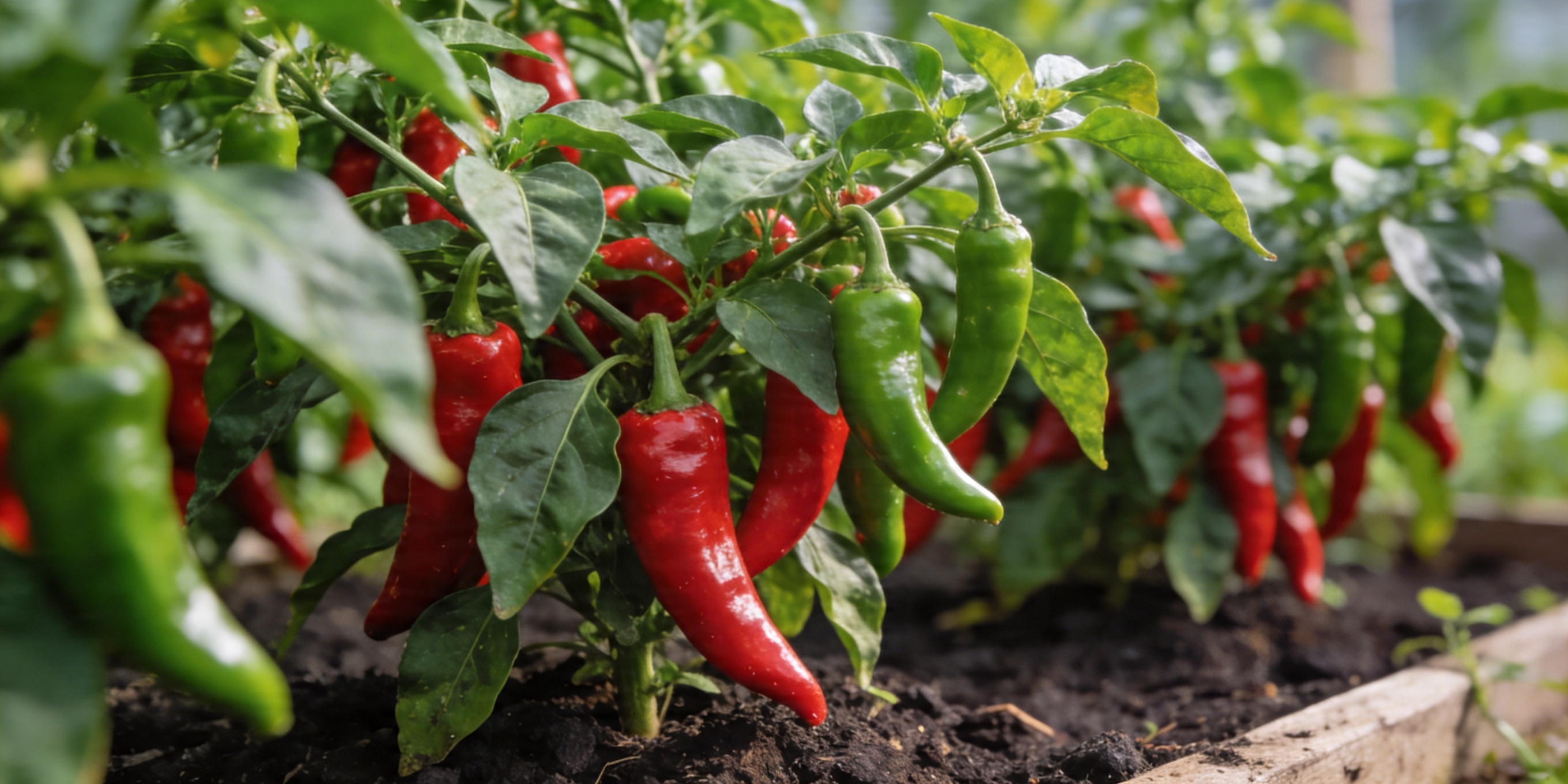Chili peppers growing outdoors
