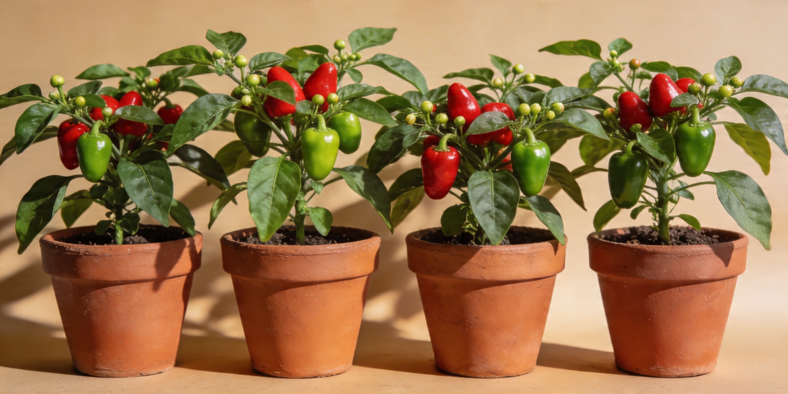 Chili pepper seedlings in pots