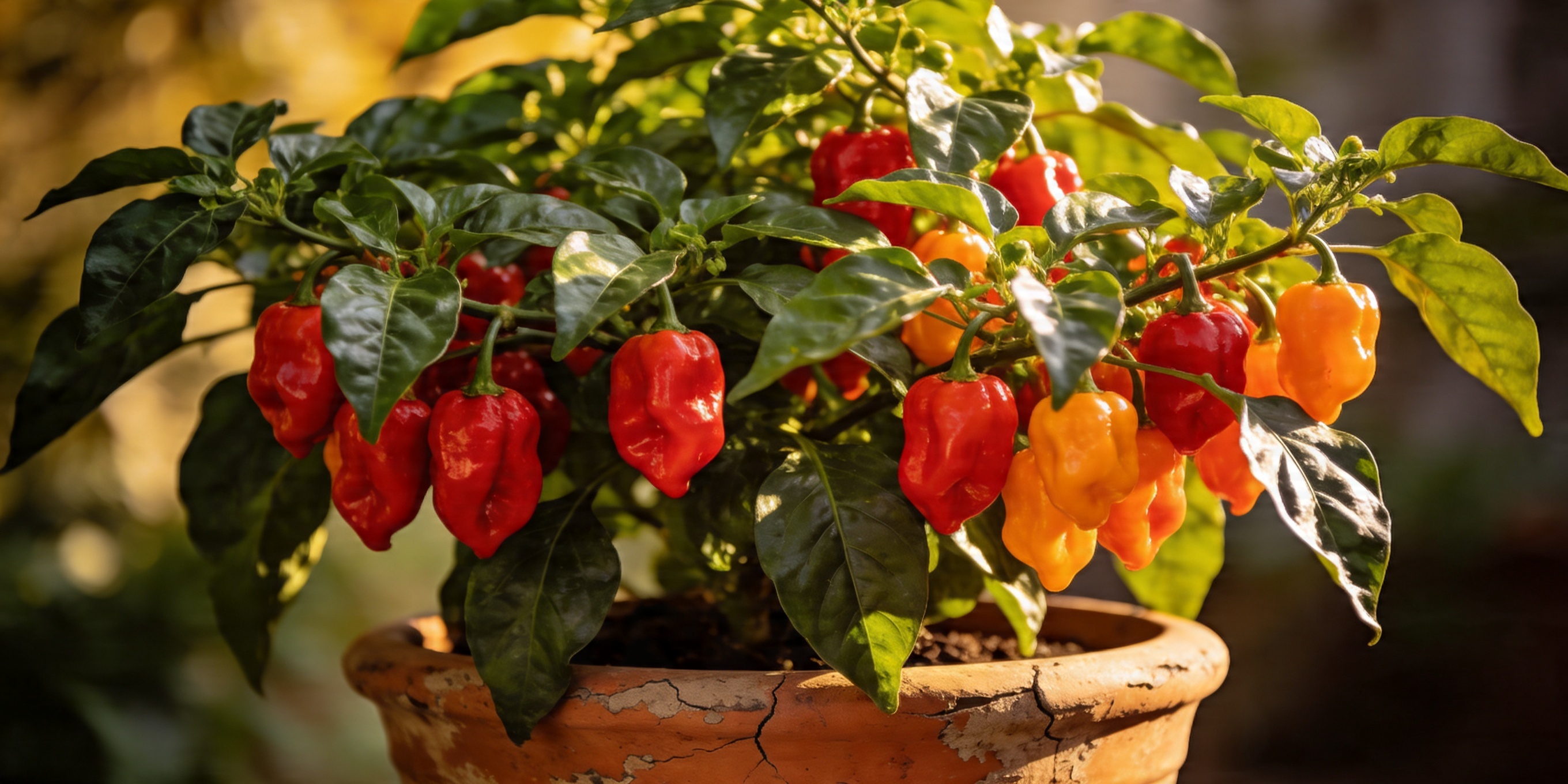 Red Chili Pepper pods on a plant