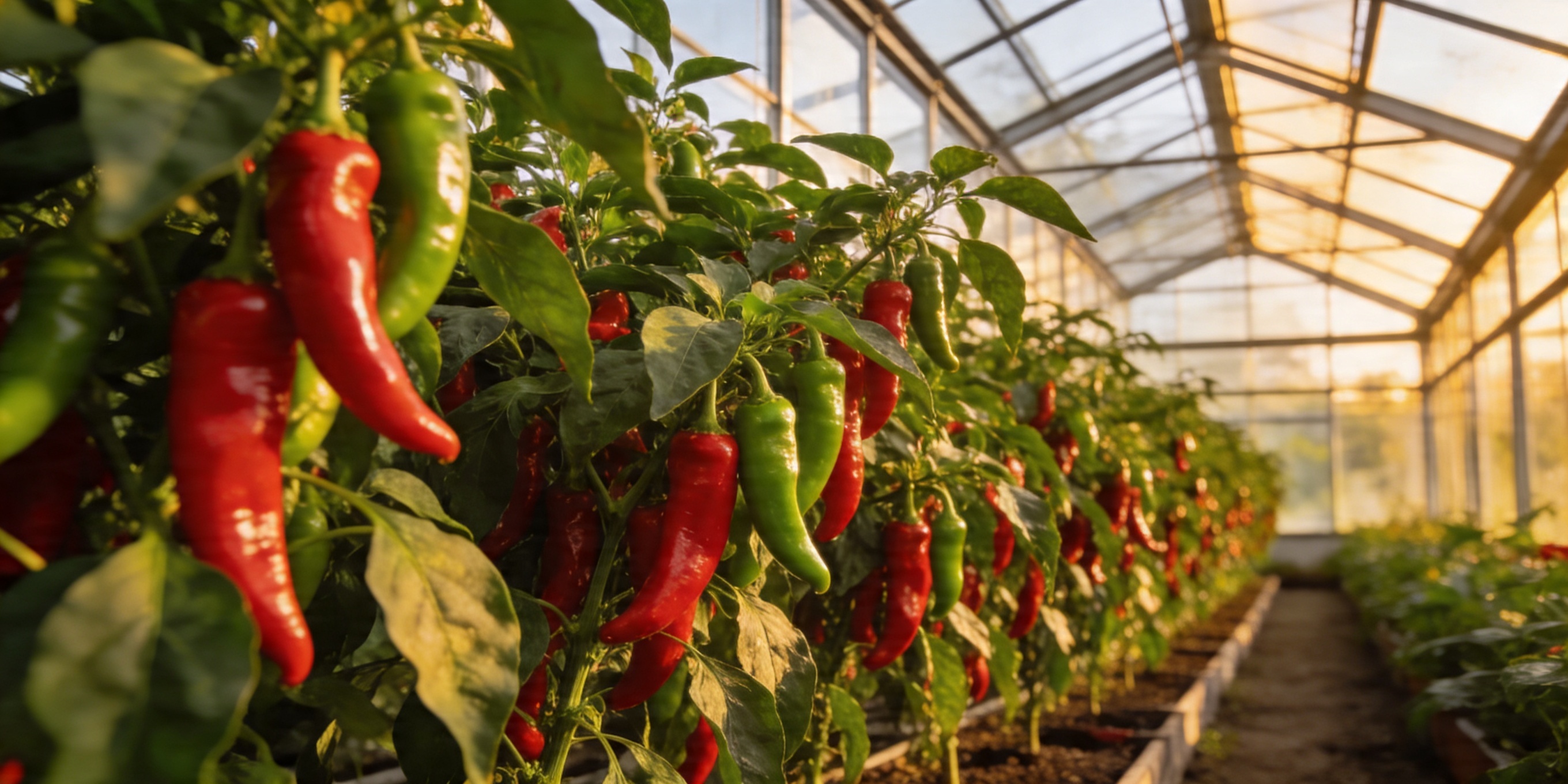 Chili peppers in a greenhouse