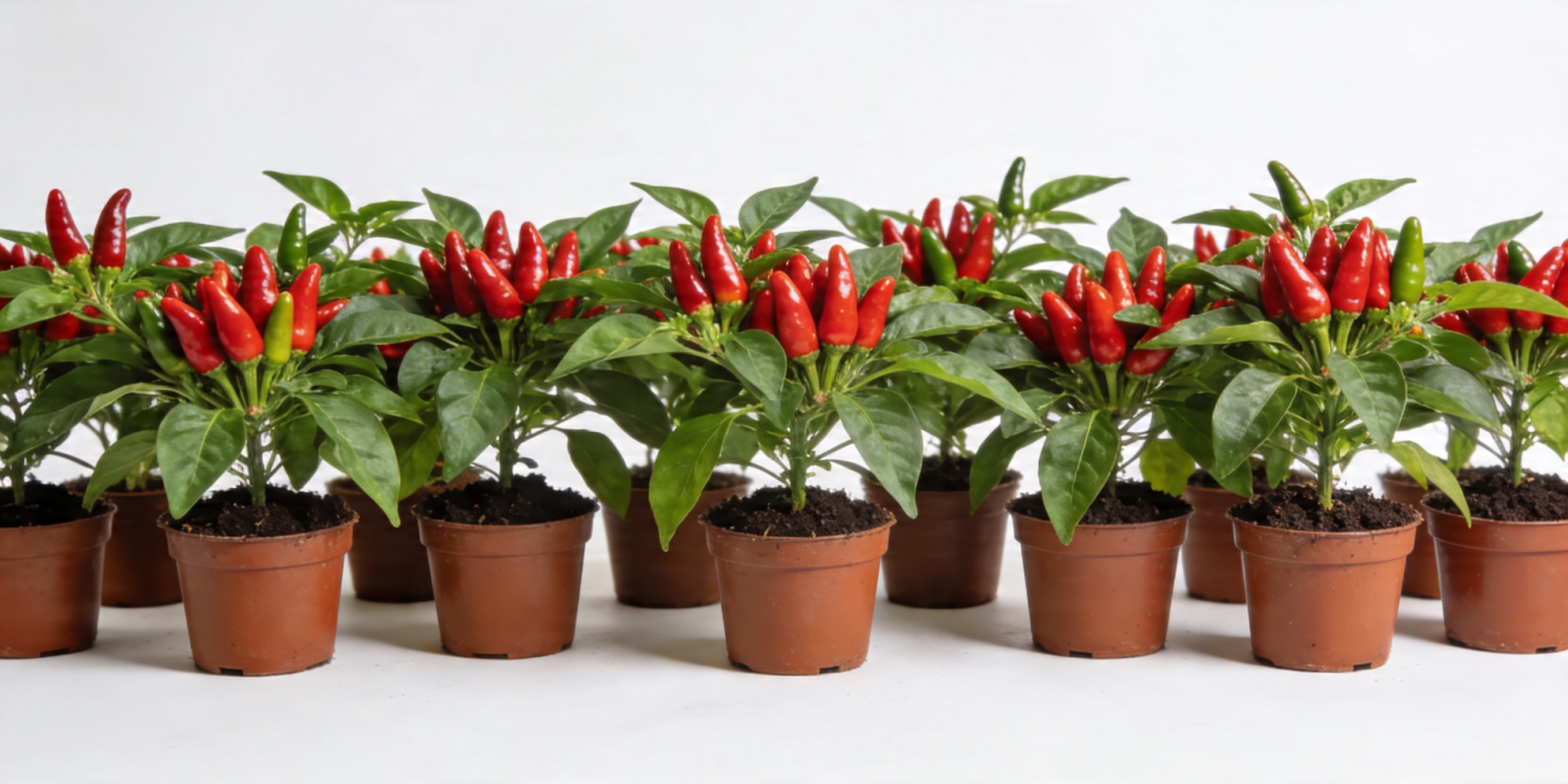 Chili pepper plants in pots