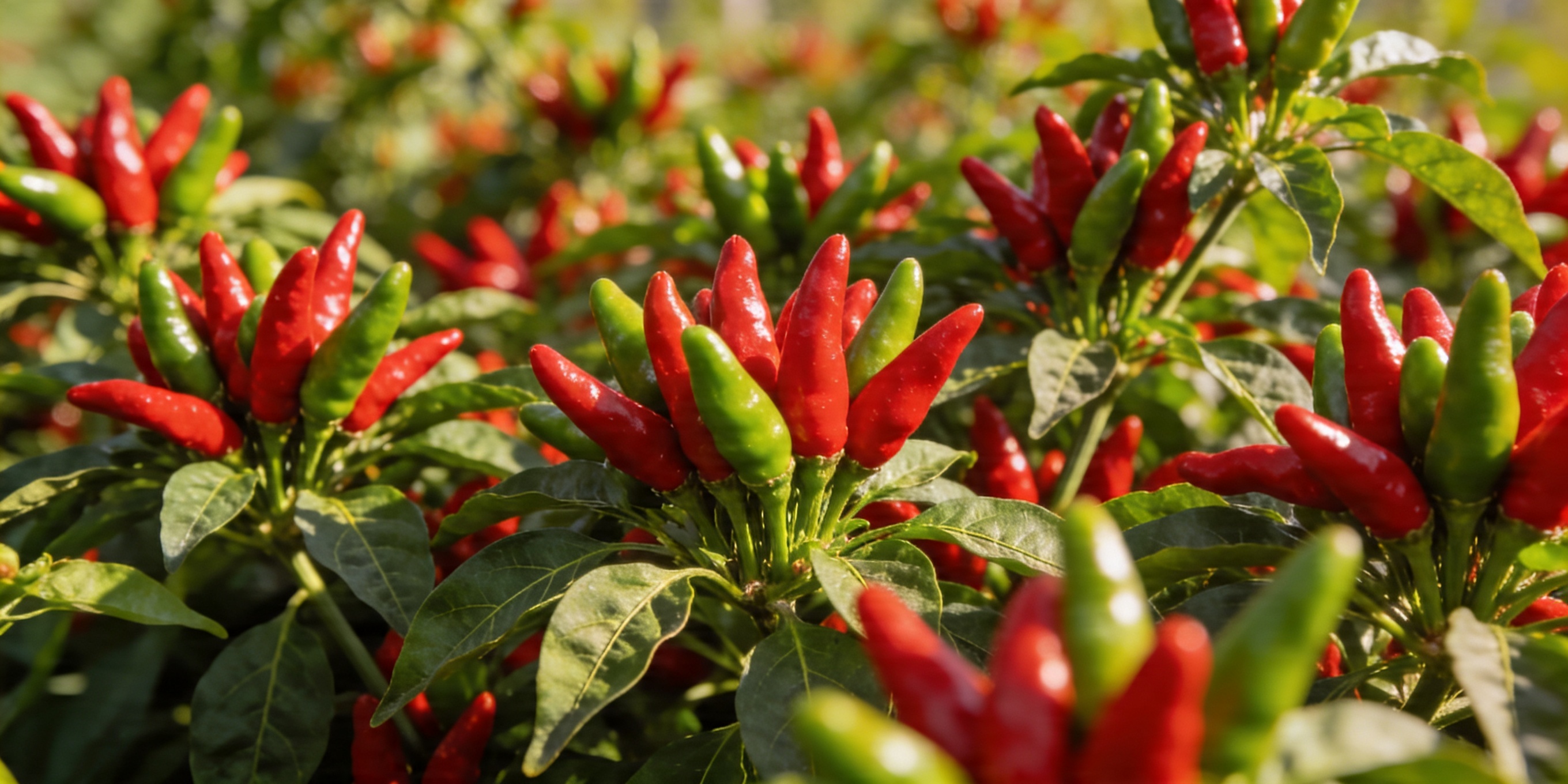 Bushy chili pepper plants