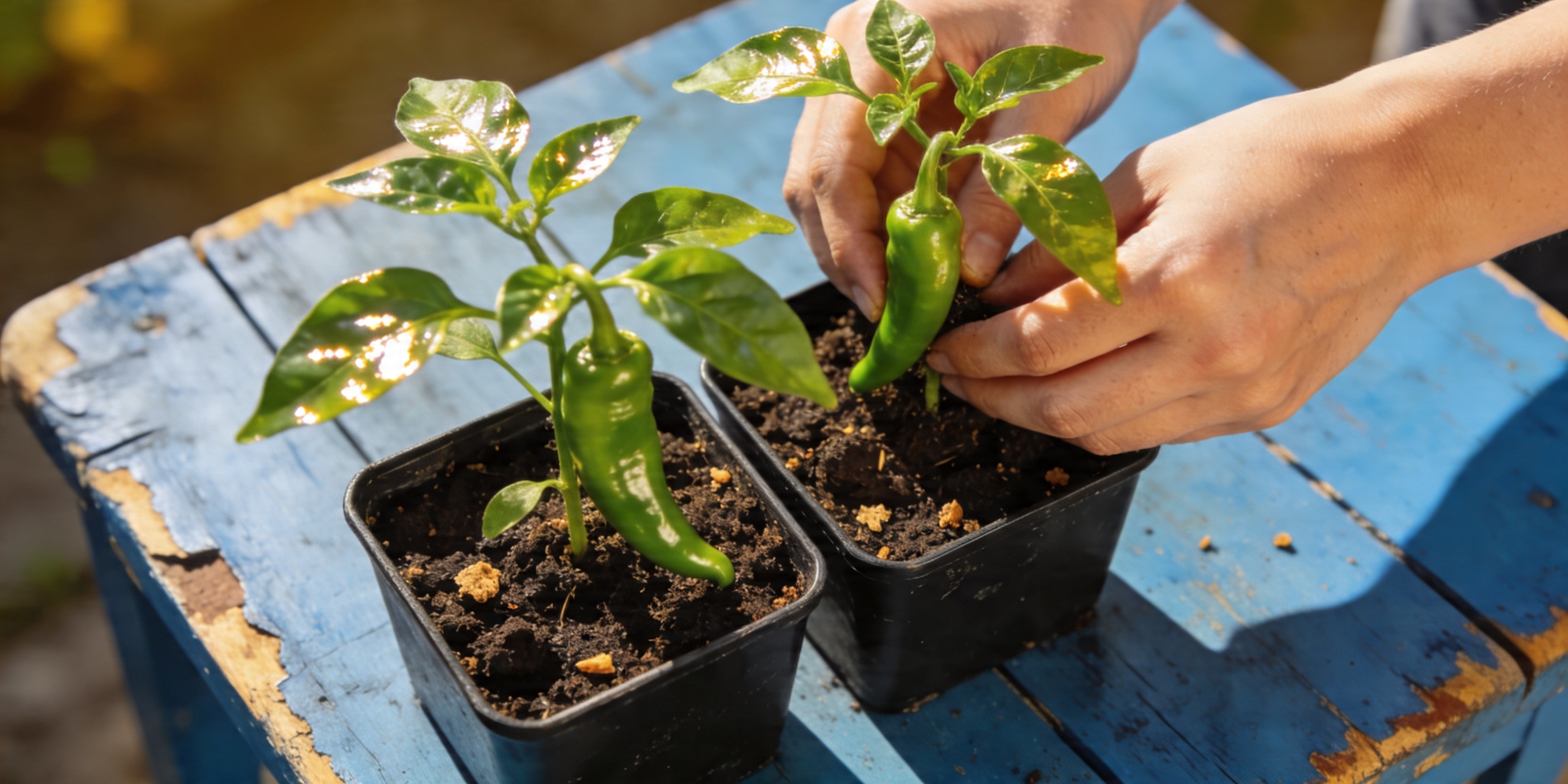 Planting chili peppers in containers