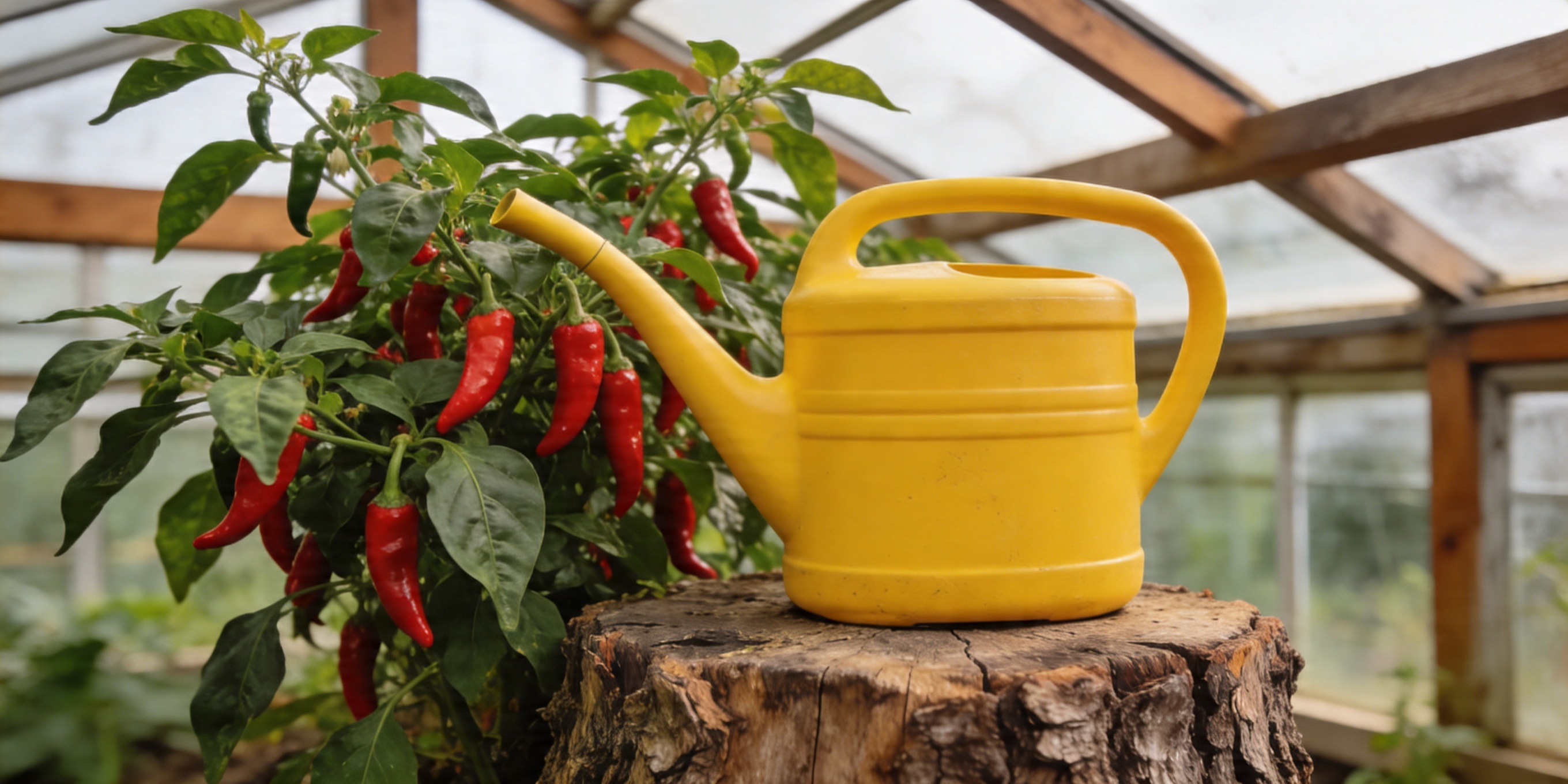 Watering chili plants