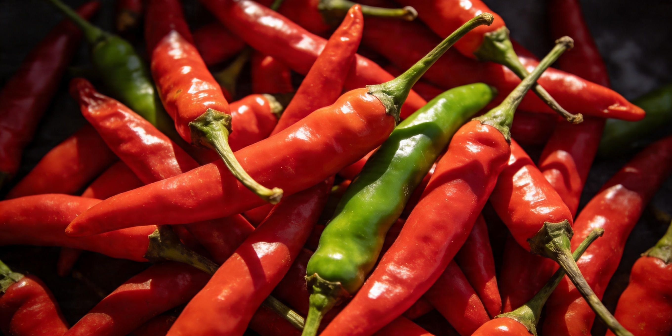 A harvest of ripe chili peppers